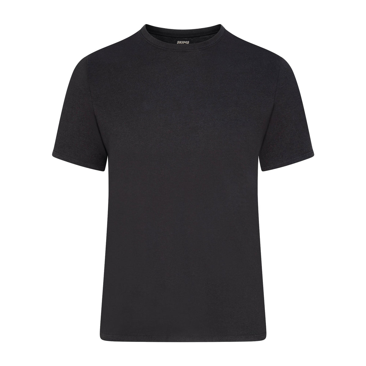 SKIMS COTTON MENS CLASSIC T-SHIRT | ONYX (MENS T-SHIRTS, MENS TOPS) LAYS FLAT ON A WHITE BACKGROUND | FLT