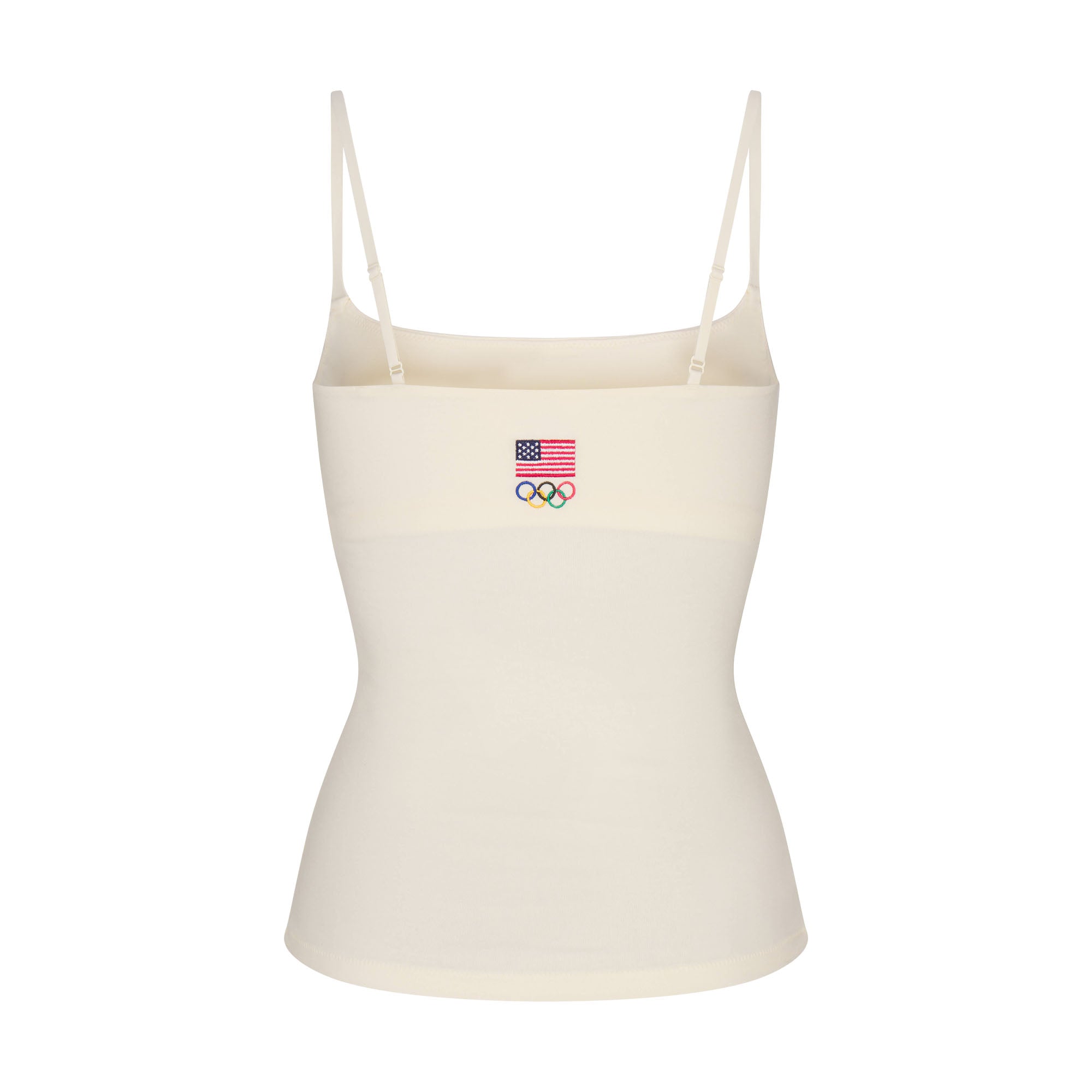 SKIMS FOR TEAM USA COTTON JERSEY OLYMPIC CAMI | ECRUON A MODEL FRONT VIEW @ | FOCUS: 0.0, 1.0, 0.9