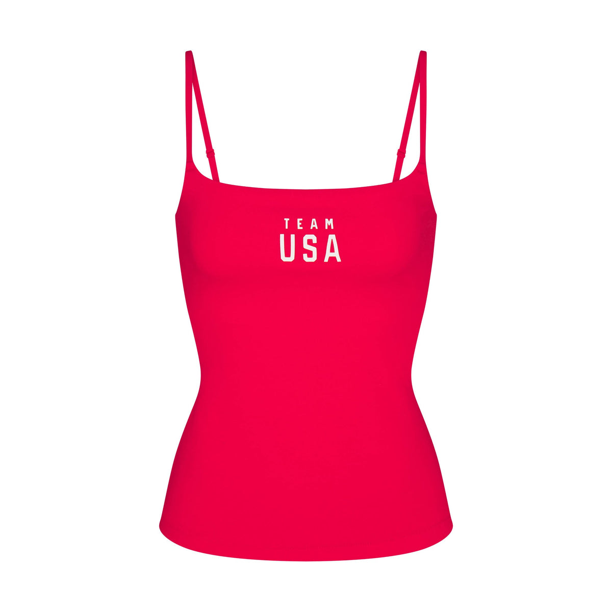 SKIMS FOR TEAM USA COTTON JERSEY OLYMPIC CAMI | RED FLAT ON A WHITE BACKGROUND | FLT