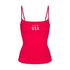 SKIMS FOR TEAM USA COTTON JERSEY OLYMPIC CAMI | RED FLAT ON A WHITE BACKGROUND | FLT