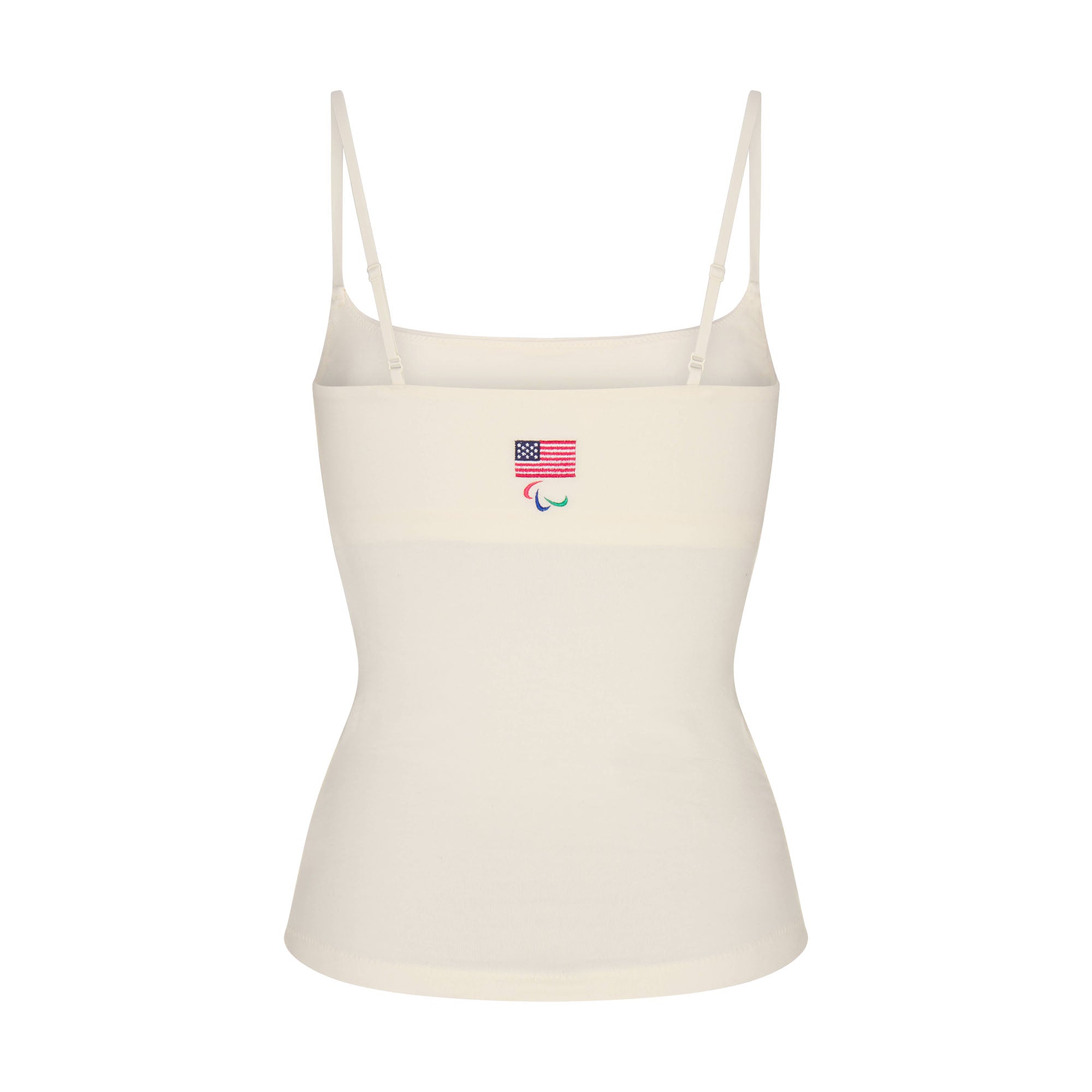 SKIMS FOR TEAM USA COTTON JERSEY PARALYMPIC CAMI | ECRUON A MODEL FRONT VIEW @ | FOCUS: 0.0, 1.0, 0.9