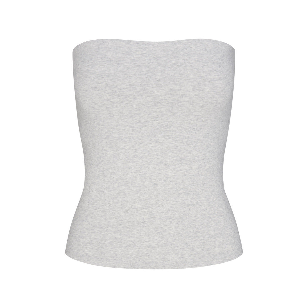 COTTON JERSEY TUBE TOP | LIGHT HEATHER GREY