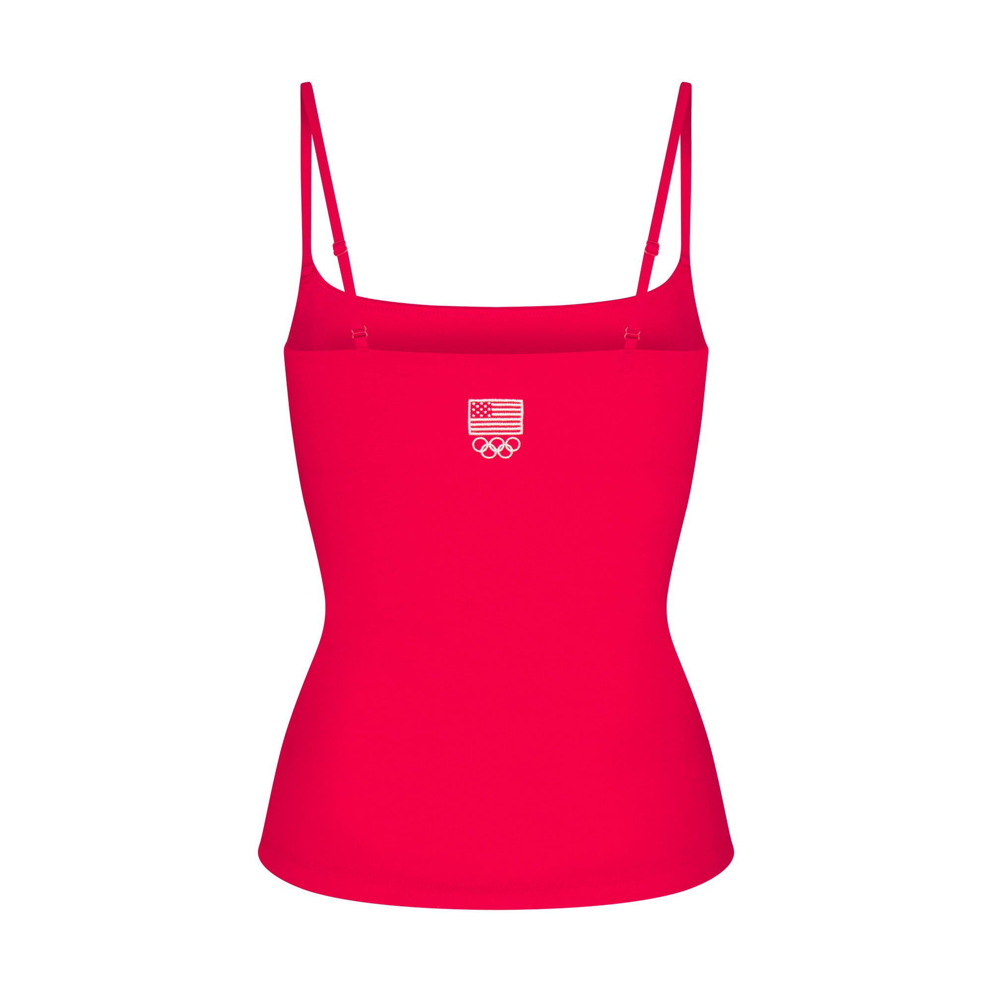 SKIMS FOR TEAM USA COTTON JERSEY OLYMPIC CAMI | REDON A MODEL FRONT VIEW @ | FOCUS: 0.0, 1.0, 0.9