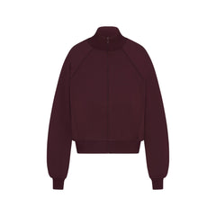 NikeSKIMS MATTE TRICOT TRACK JACKET | CURRANT FLAT ON A WHITE BACKGROUND | FLT
