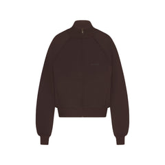 NikeSKIMS MATTE TRICOT TRACK JACKET | DARK ROAST FLAT ON A WHITE BACKGROUND | FLT