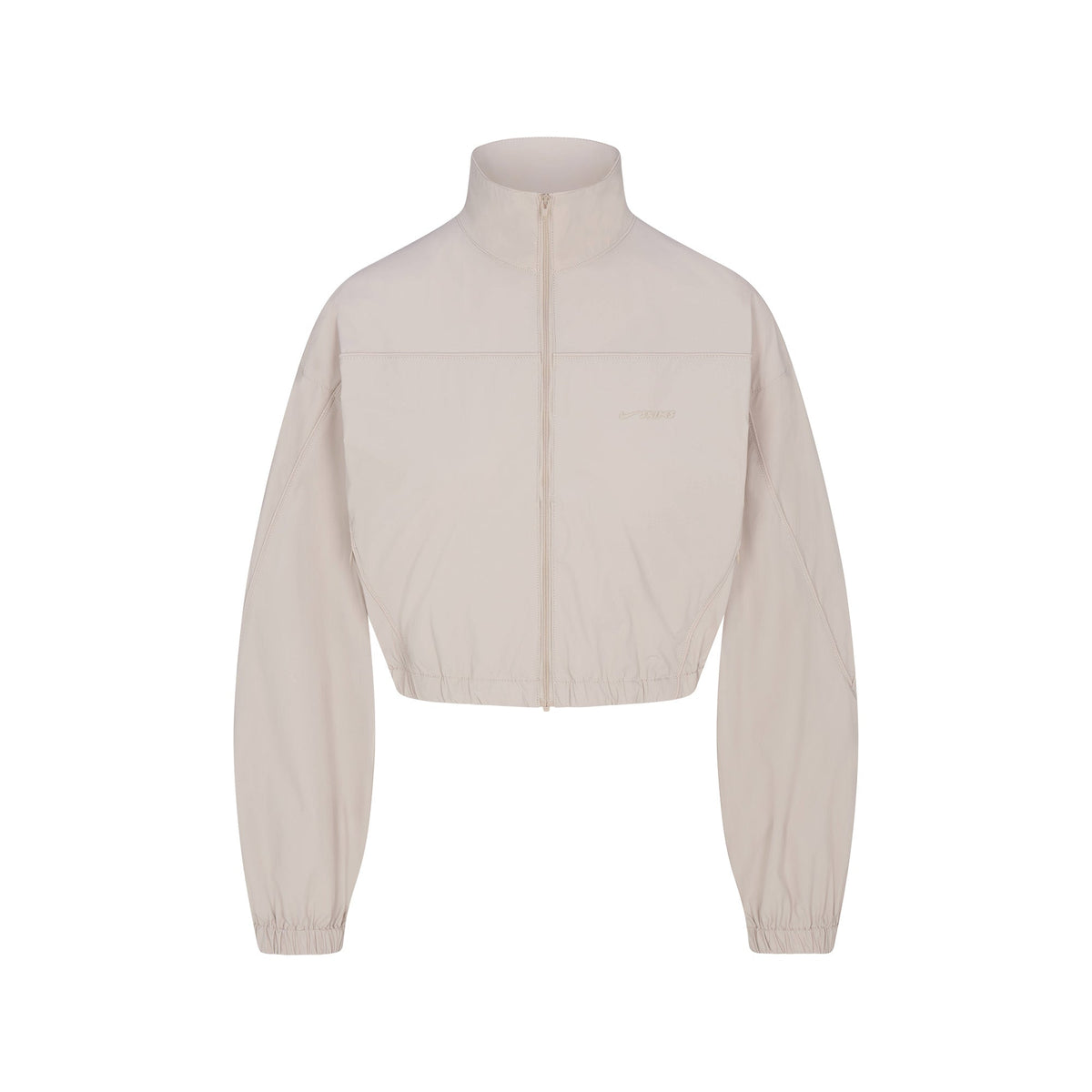 NikeSKIMS WOVEN NYLON CROP JACKET | STONE FLAT ON A WHITE BACKGROUND | FLT