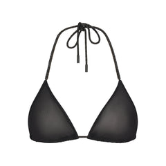 RHINESTONE KNIT TRIANGLE BRALETTE | ONYX FLAT ON A WHITE BACKGROUND | FLT
