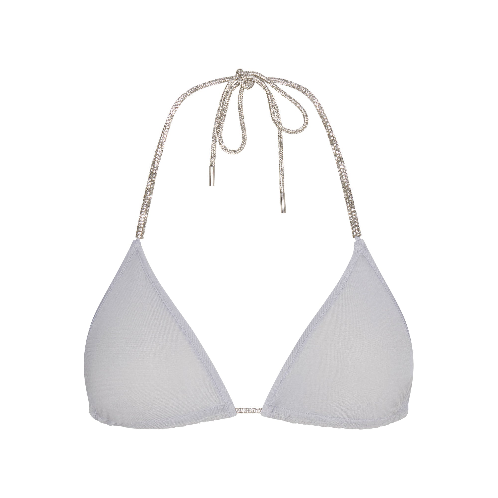 RHINESTONE KNIT TRIANGLE BRALETTE | ZEN BLUE FLAT ON A WHITE BACKGROUND | FLT