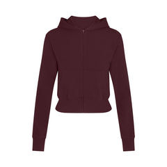 COTTON JERSEY ZIP UP HOODIE | CURRANT FLAT ON A WHITE BACKGROUND | FLT