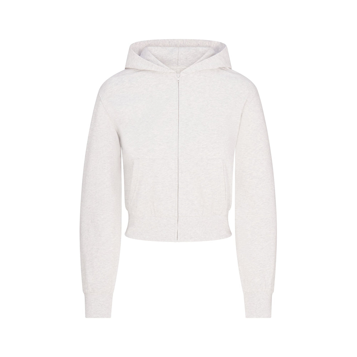 COTTON JERSEY ZIP UP HOODIE | LIGHT HEATHER GREY FLAT ON A WHITE BACKGROUND | FLT
