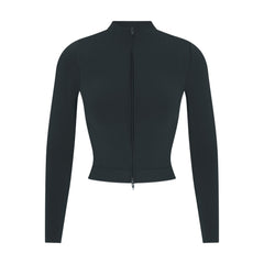 NikeSKIMS VINTAGE SEAMLESS FULL ZIP JACKET | DARK TEAL FLAT ON A WHITE BACKGROUND | FLT