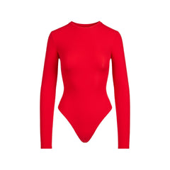 FITS EVERYBODY LONG SLEEVE CREW NECK BODYSUIT | CHERRY FLAT ON A WHITE BACKGROUND | FLT