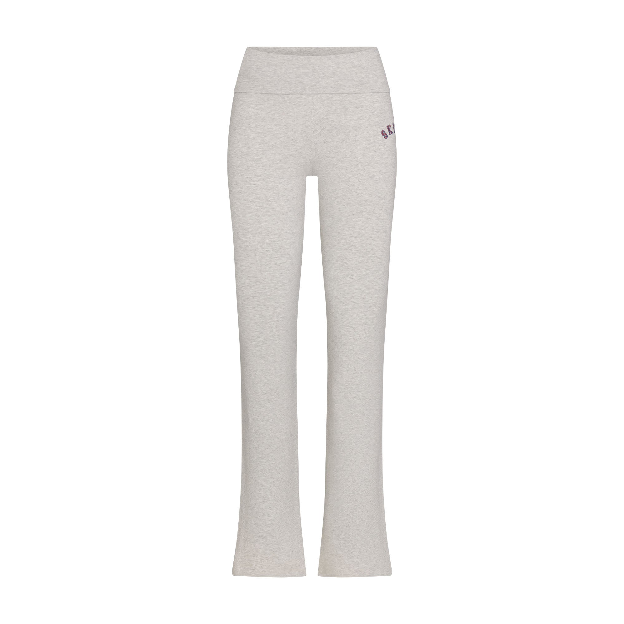 COTTON JERSEY LOGO FOLDOVER PANT | LHG ARCHED SKIMS PLAID & LAYS FLAT ON A WHITE BACKGROUND | FLT