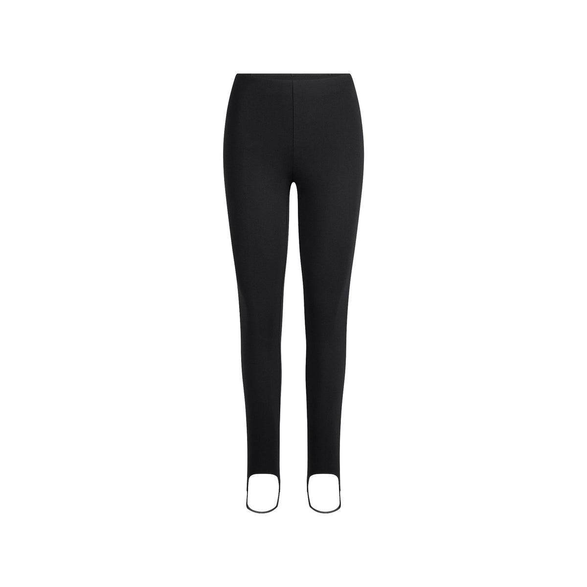 THE ESSENTIAL HIGH-WAISTED STIRRUP LEGGING | OBSIDIAN FLAT ON A WHITE BACKGROUND | FLT