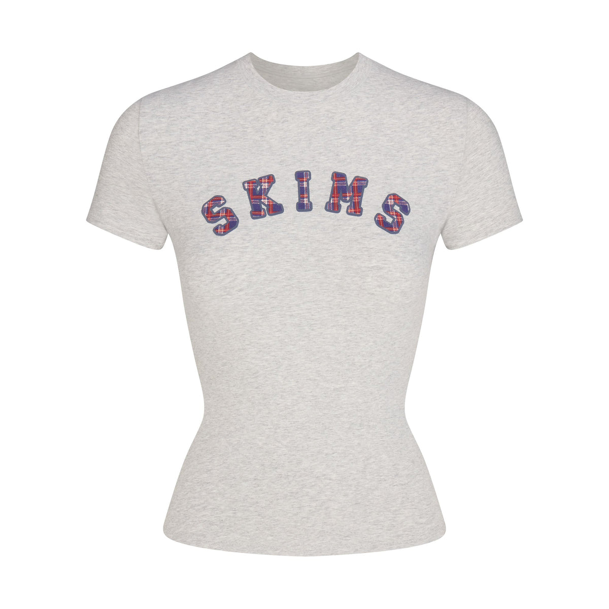 COTTON JERSEY LOGO T-SHIRT | LHG ARCHED SKIMS PLAID & LAYS FLAT ON A WHITE BACKGROUND | FLT