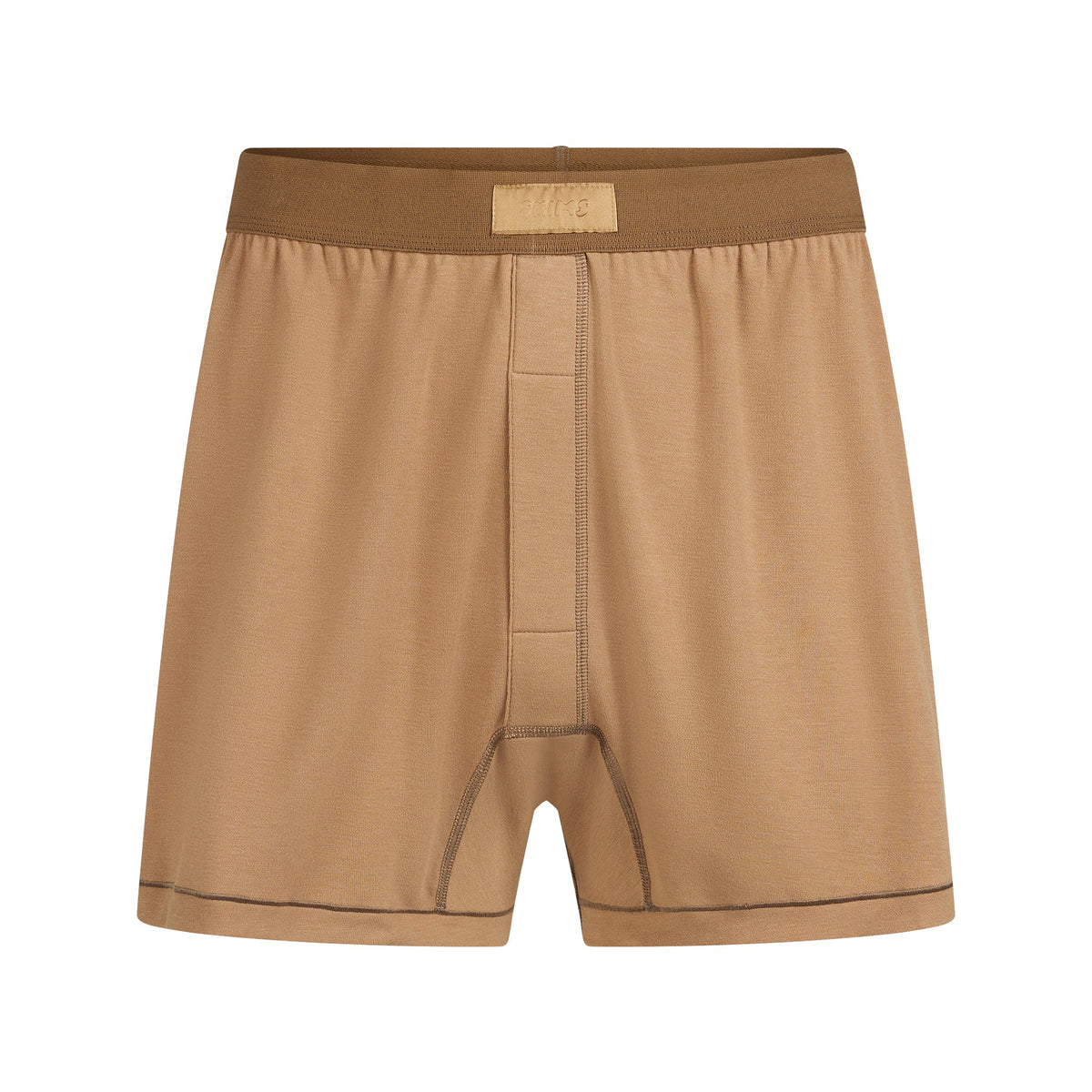 SKIMS COTTON MENS KNIT BOXER | RUSSET FLAT ON A WHITE BACKGROUND | FLT