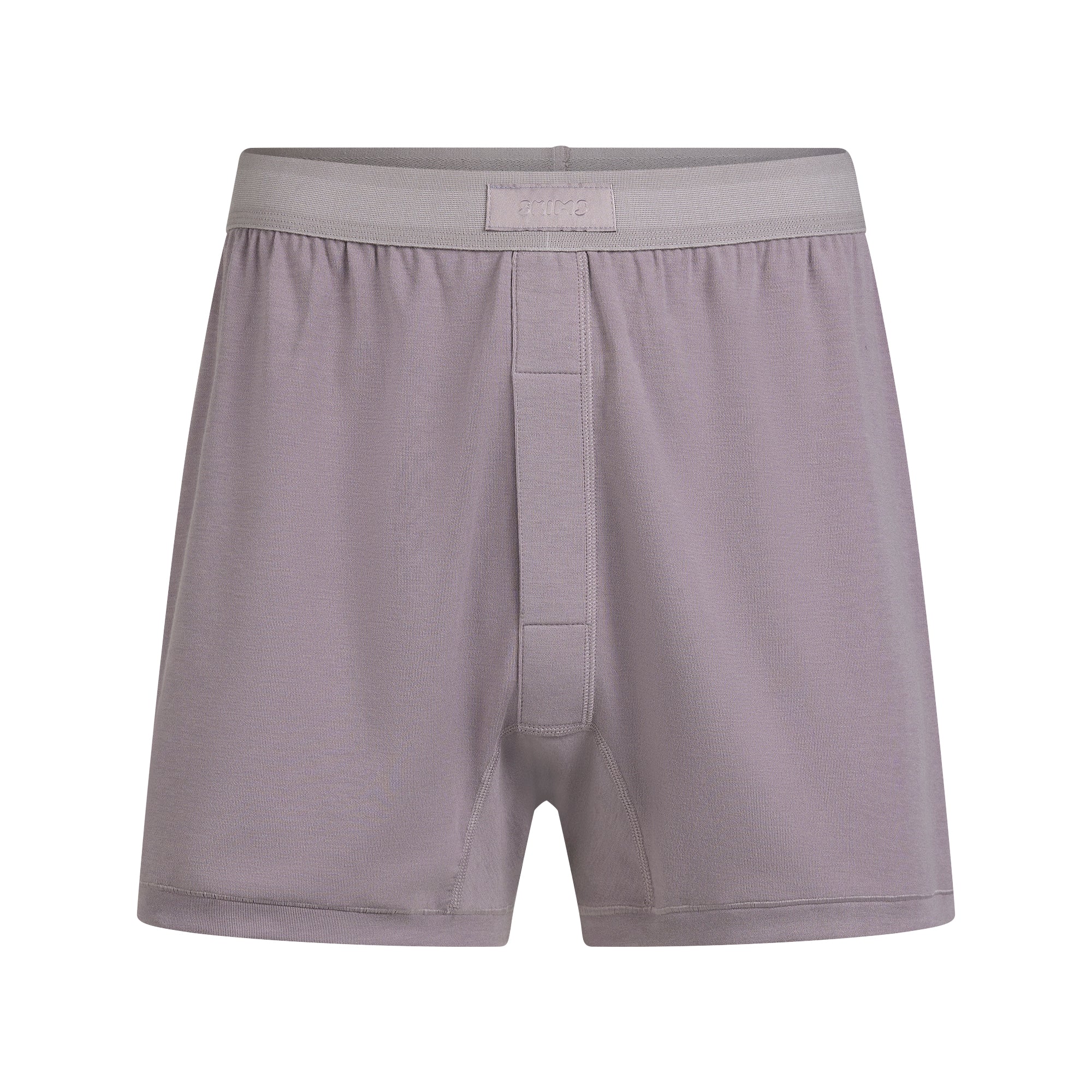 SKIMS COTTON MENS KNIT BOXER | ZINC FLAT ON A WHITE BACKGROUND | FLT
