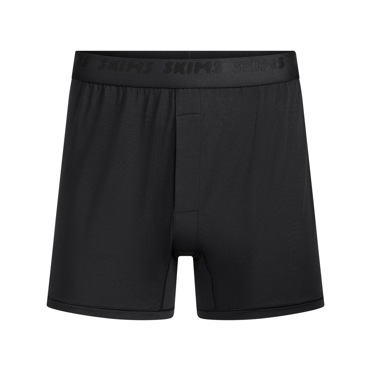 SKIMS STRETCH MENS KNIT BOXER 3-PACK | GUNMETAL MULTI FLAT ON A WHITE BACKGROUND | FLT