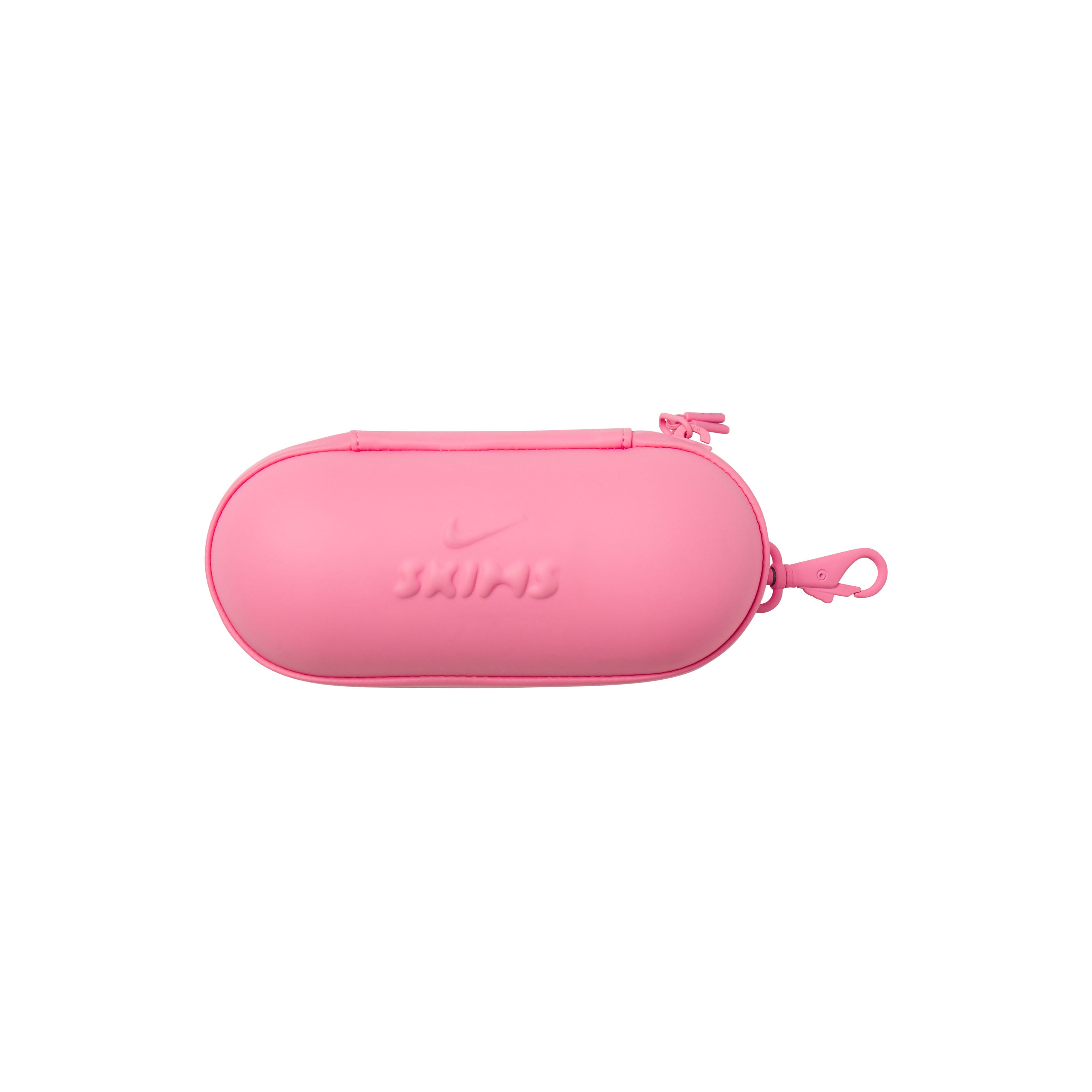 NikeSKIMS ACCESSORIES HARDSHELL GLASSES CASE | LIGHT FLAMINGO LAYS FLAT ON A WHITE BACKGROUND