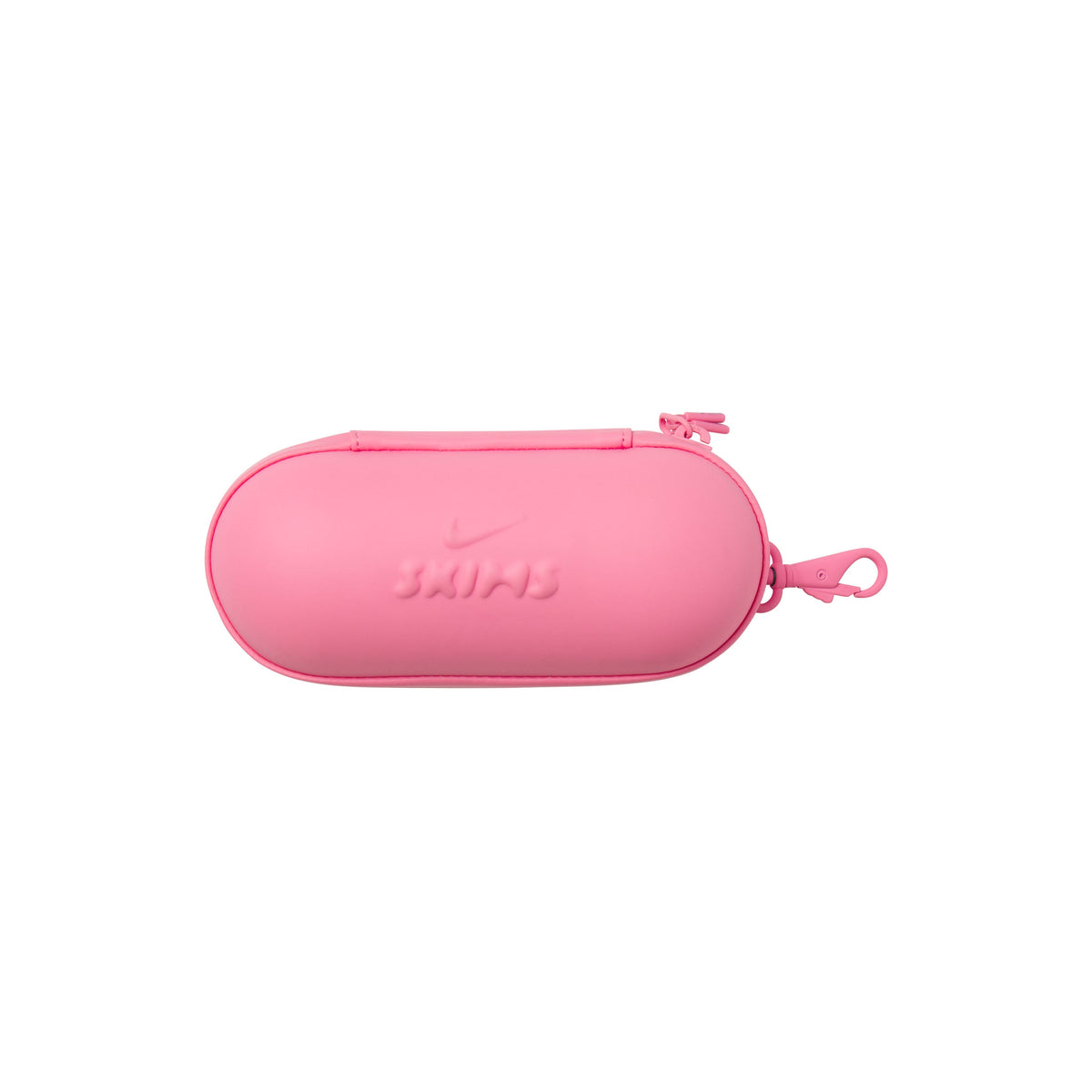 NikeSKIMS ACCESSORIES HARDSHELL GLASSES CASE | LIGHT FLAMINGO LAYS FLAT ON A WHITE BACKGROUND
