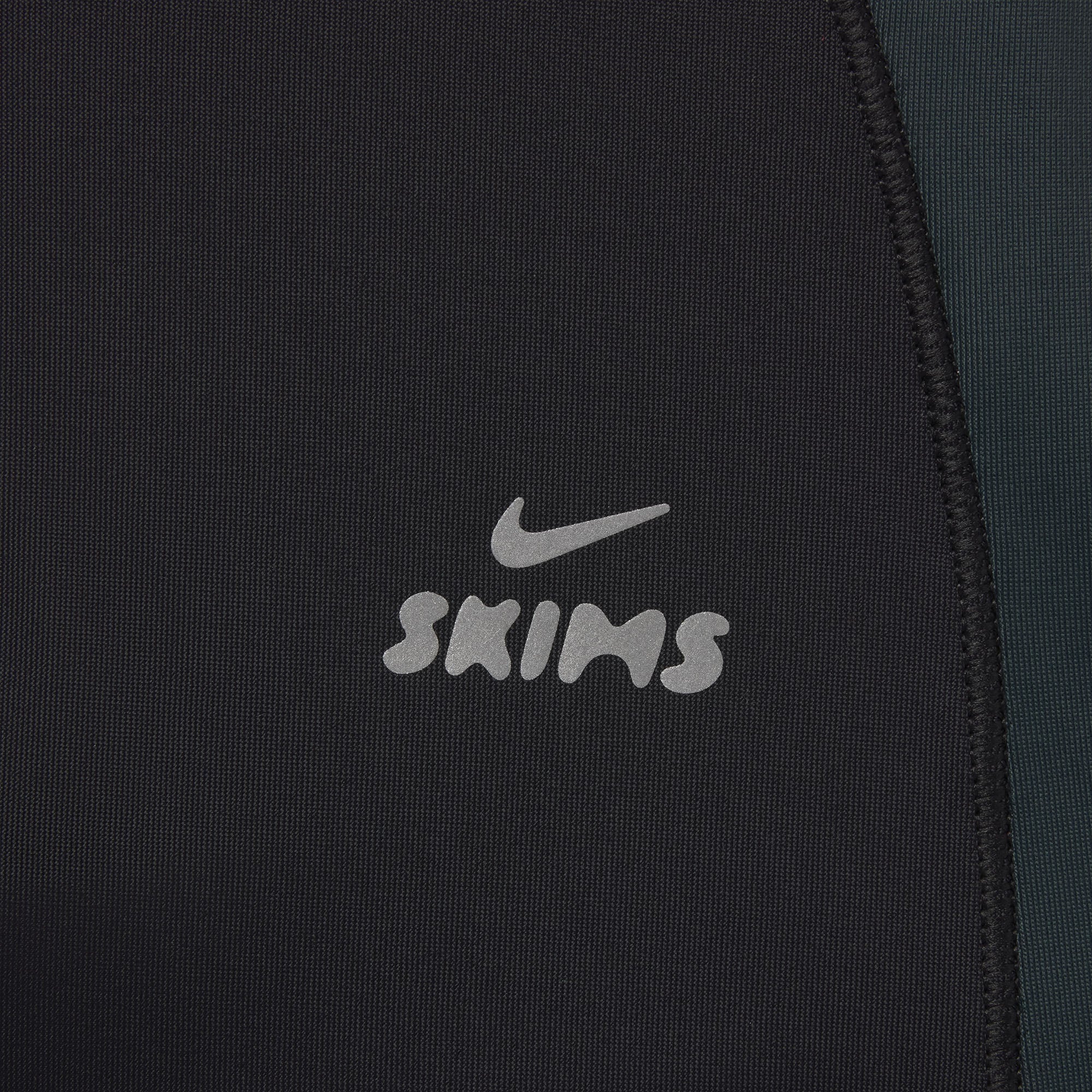 NikeSKIMS SHINE PADDED HALF SLEEVE CROP TOP | OBSIDIAN AND DARK TEAL ADDITIONAL FABRIC DETAILS