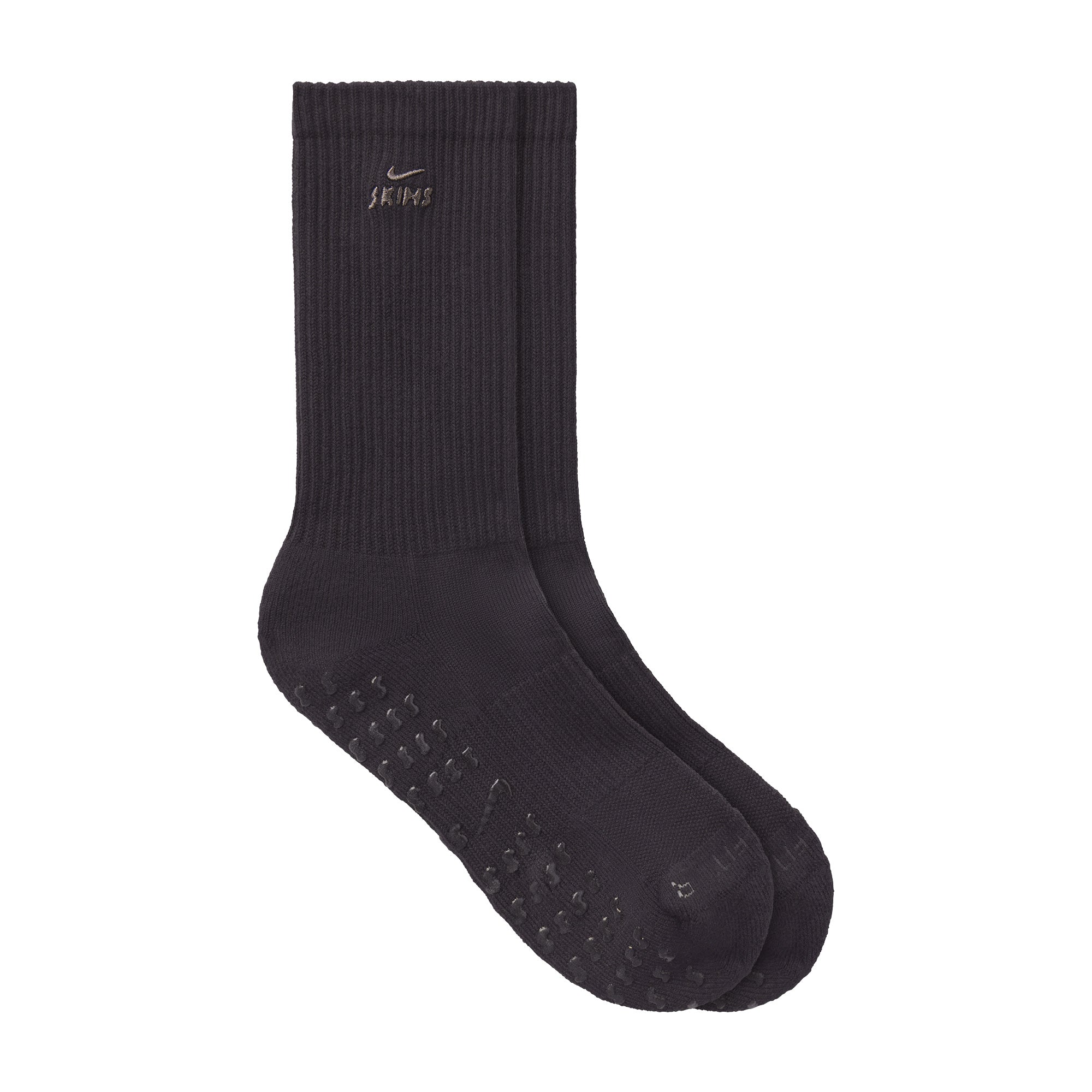 NikeSKIMS ACCESSORIES DRI-FIT™ PILATES CREW SOCK | OBSIDIAN & LAYS FLAT ON A WHITE BACKGROUND | FLT