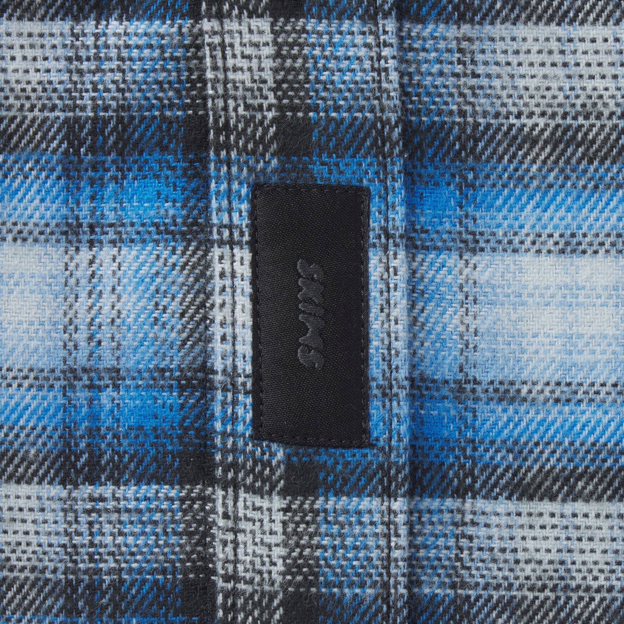 OUTDOOR FLANNEL OVERSIZED DOUBLE WAISTBAND PANT | AZURE PLAID & LAYS FLAT ON A WHITE BACKGROUND | FLT