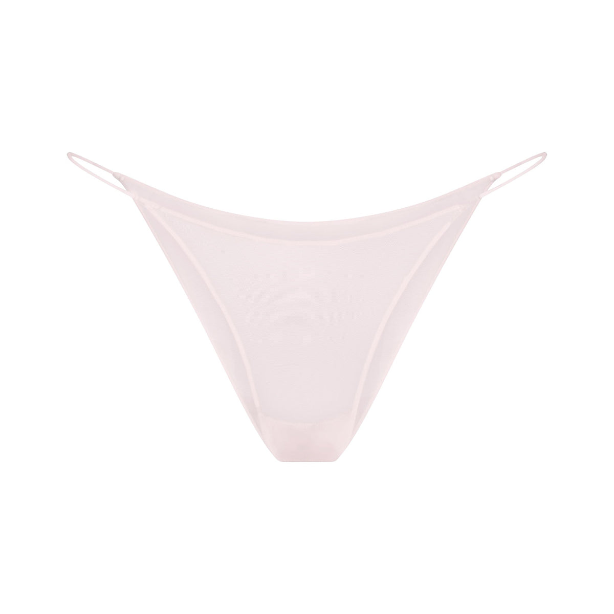 ULTRA FINE MESH STRING BIKINI | BARELY PINK FLAT ON A WHITE BACKGROUND | FLT