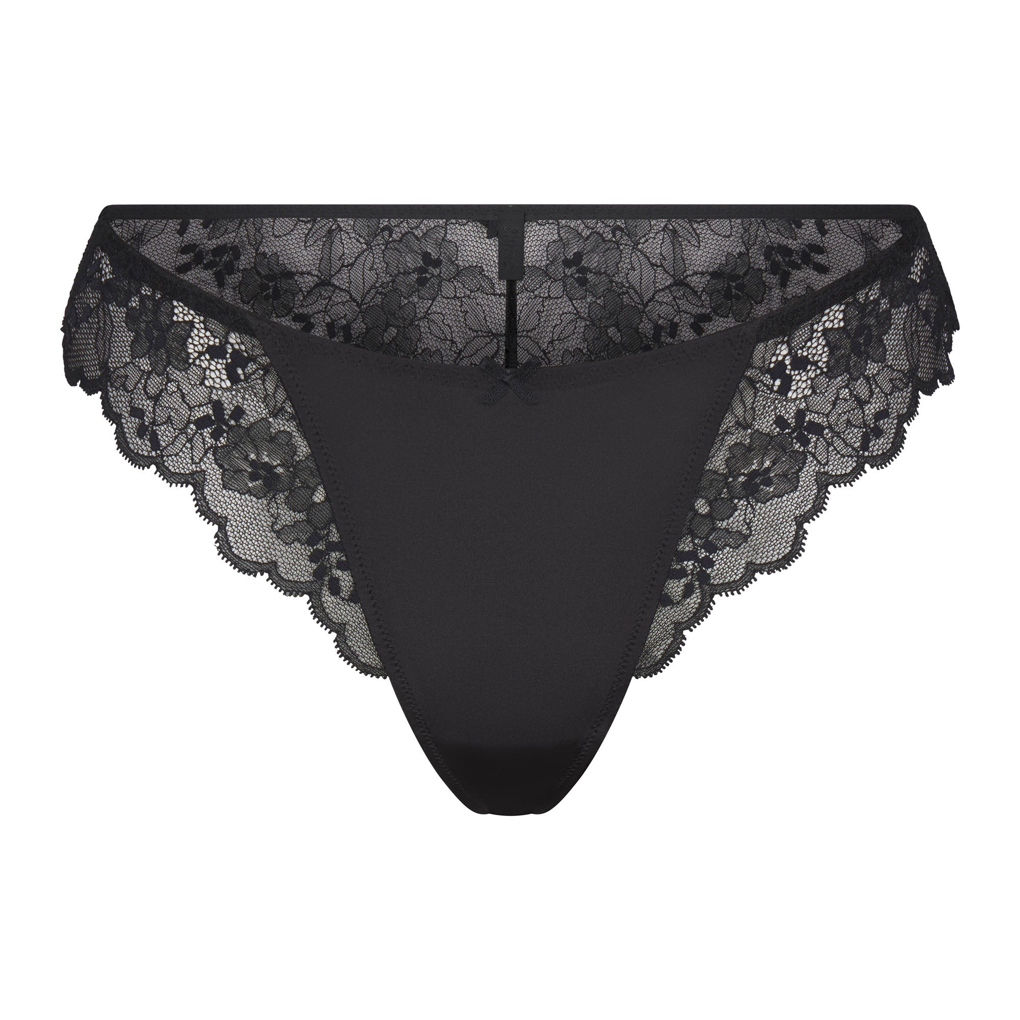 SKIMS LACE BIKINI | ONYX FLAT ON A WHITE BACKGROUND | FLT