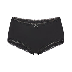 LIGHTWEIGHT COTTON LACE BOY SHORT | SOOT FLAT ON A WHITE BACKGROUND | FLT