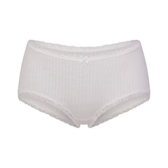 LIGHTWEIGHT COTTON POINTELLE LACE BOY SHORT | SNOW FLAT ON A WHITE BACKGROUND | FLT