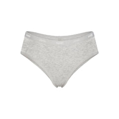 LIGHTWEIGHT COTTON LOGO PICOT HIPSTER | LIGHT HEATHER GREY FLAT ON A WHITE BACKGROUND | FLT