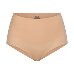 SMOOTHING INTIMATES HIGH-WAISTED BRIEF | CLAY (BRIEFS, PANTIES) LAYS FLAT ON A WHITE BACKGROUND | FLT