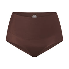 SMOOTHING INTIMATES HIGH-WAISTED BRIEF | COCOA (BRIEFS, PANTIES) LAYS FLAT ON A WHITE BACKGROUND | FLT
