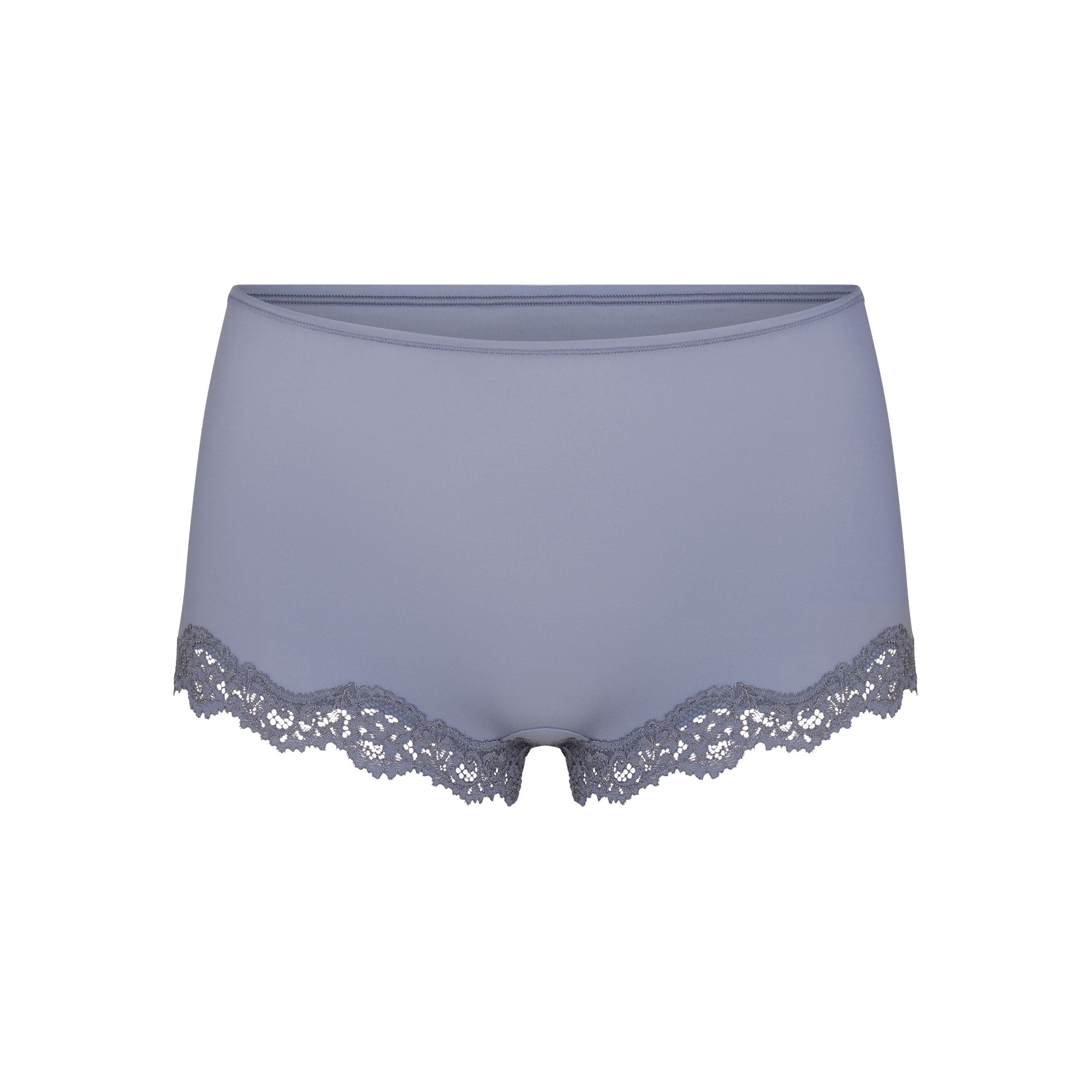 FITS EVERYBODY LACE CAMI AND BOY SHORT SET | SLATE TONAL & LAYS FLAT ON A WHITE BACKGROUND | FLT