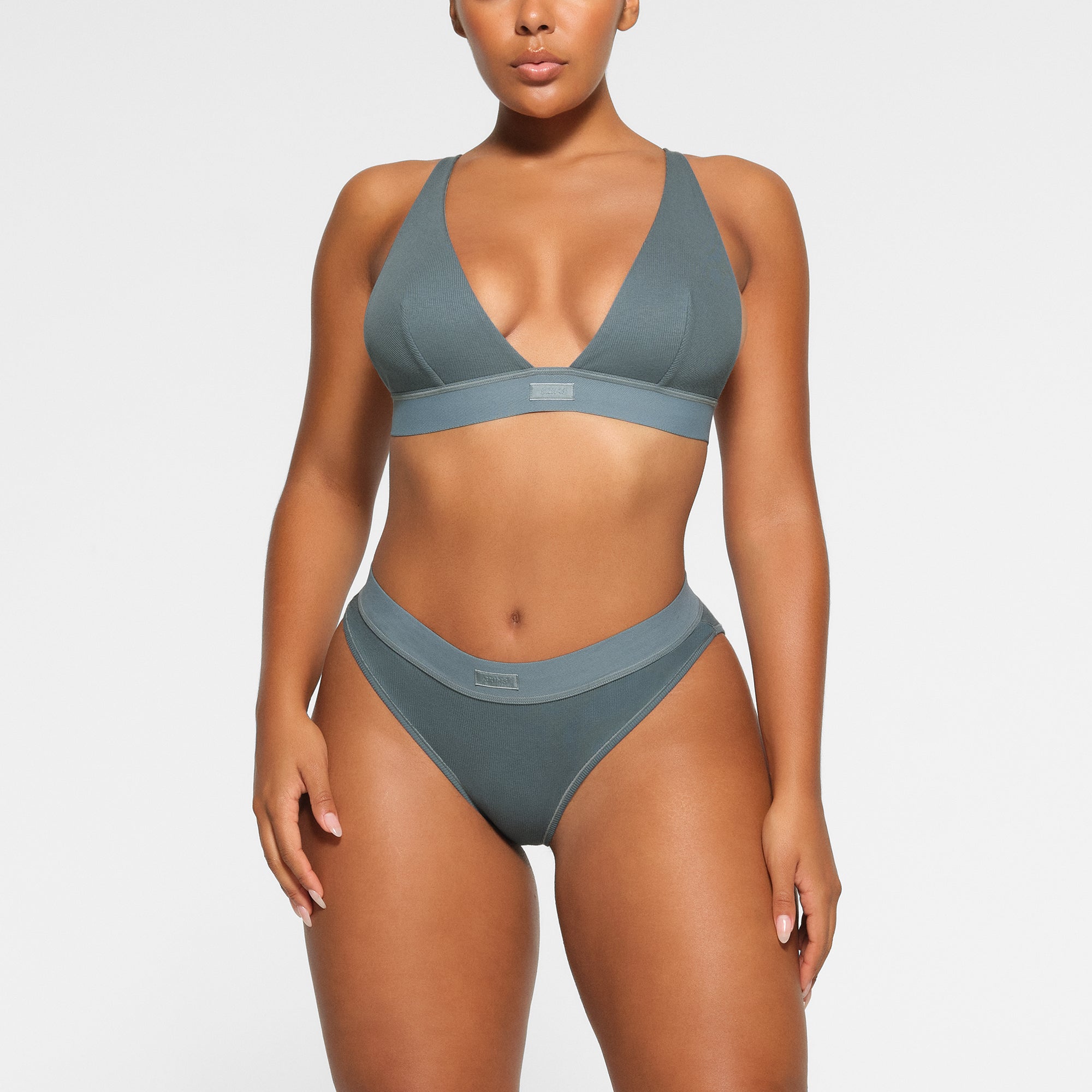 COTTON RIB BRIEF WORN BY A MODEL IN FRONT VIEW