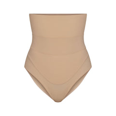 FITS EVERYBODY MATERNITY BANDED HIGH-WAISTED BRIEF | CLAY (BRIEFS, PANTIES) LAYS FLAT ON A WHITE BACKGROUND | FLT