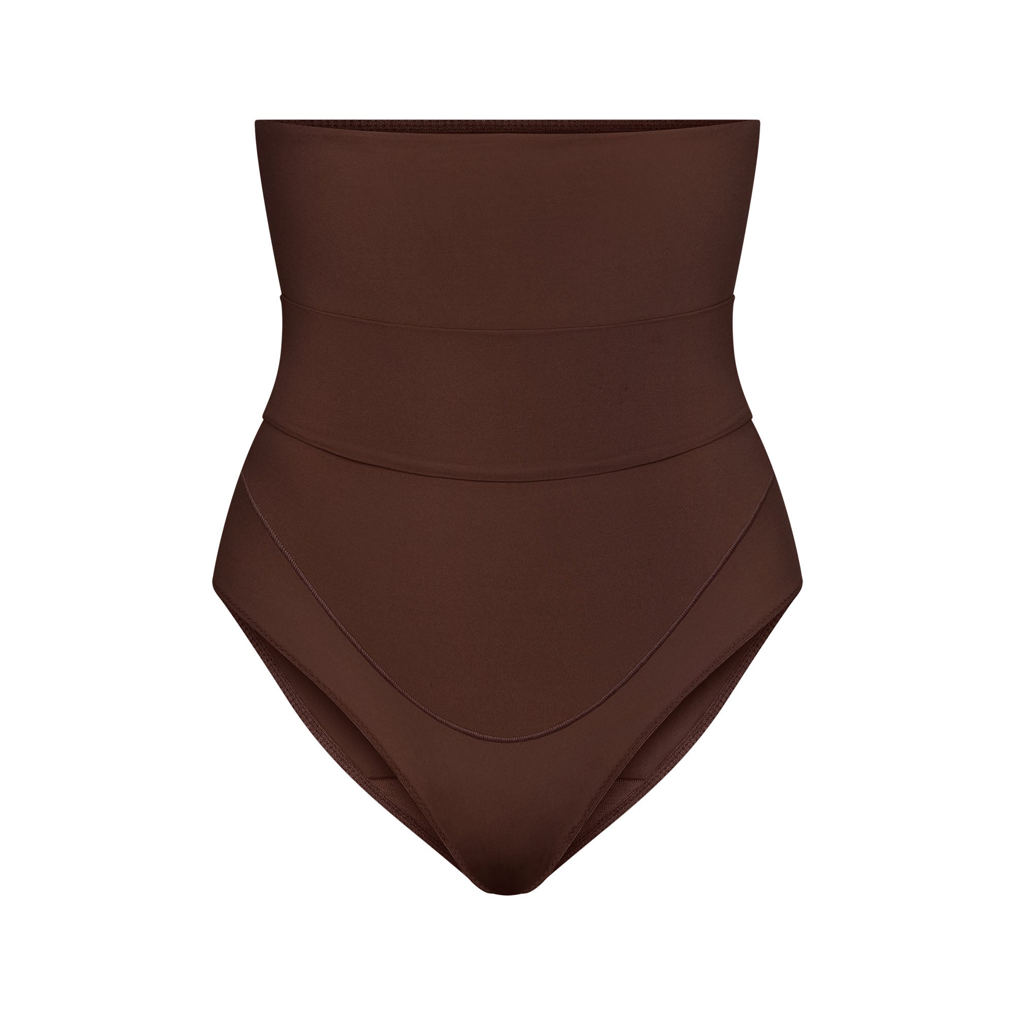 FITS EVERYBODY MATERNITY BANDED HIGH-WAISTED BRIEF | COCOA (BRIEFS, PANTIES) LAYS FLAT ON A WHITE BACKGROUND | FLT
