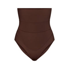 FITS EVERYBODY MATERNITY BANDED HIGH-WAISTED BRIEF | COCOA (BRIEFS, PANTIES) LAYS FLAT ON A WHITE BACKGROUND | FLT