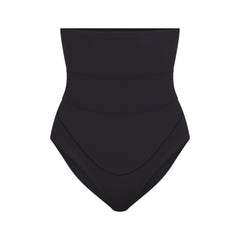 FITS EVERYBODY MATERNITY BANDED HIGH-WAISTED BRIEF | ONYX (BRIEFS, PANTIES) LAYS FLAT ON A WHITE BACKGROUND | FOCUS: 0.0, 1.0, 0.9