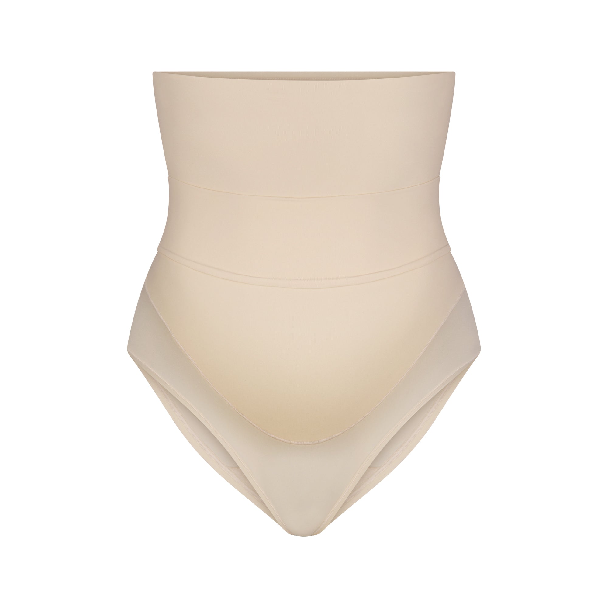 FITS EVERYBODY MATERNITY BANDED HIGH-WAISTED BRIEF | SAND (BRIEFS, PANTIES) LAYS FLAT ON A WHITE BACKGROUND | FLT