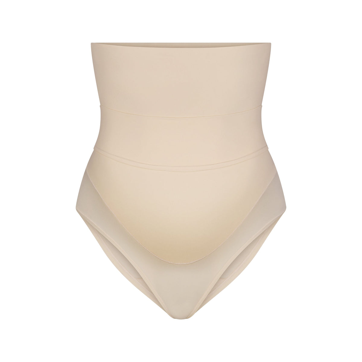 FITS EVERYBODY MATERNITY BANDED HIGH-WAISTED BRIEF | SAND (BRIEFS, PANTIES) LAYS FLAT ON A WHITE BACKGROUND | FLT