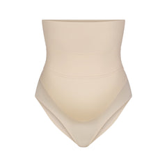 FITS EVERYBODY MATERNITY BANDED HIGH-WAISTED BRIEF | SAND (BRIEFS, PANTIES) LAYS FLAT ON A WHITE BACKGROUND | FLT