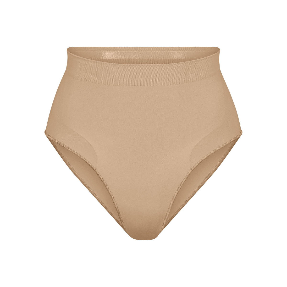 SEAMLESS SCULPT MID WAIST BRIEF | CLAY (SHAPEWEAR BRIEFS, PANTIES) LAYS FLAT ON A WHITE BACKGROUND | FLT
