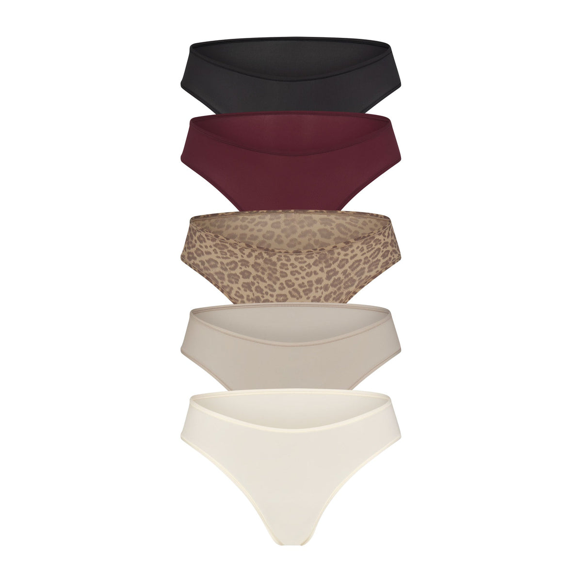 FITS EVERYBODY CHEEKY BRIEF 5-PACK | DESERT LEOPARD MULTI & LAYS FLAT ON A WHITE BACKGROUND | FLT