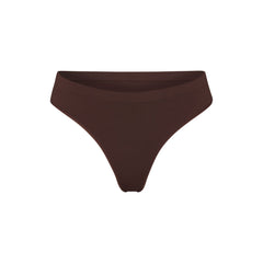 SOFT SMOOTHING SEAMLESS THONG | COCOA (THONGS, PANTIES) LAYS FLAT ON A WHITE BACKGROUND | FLT