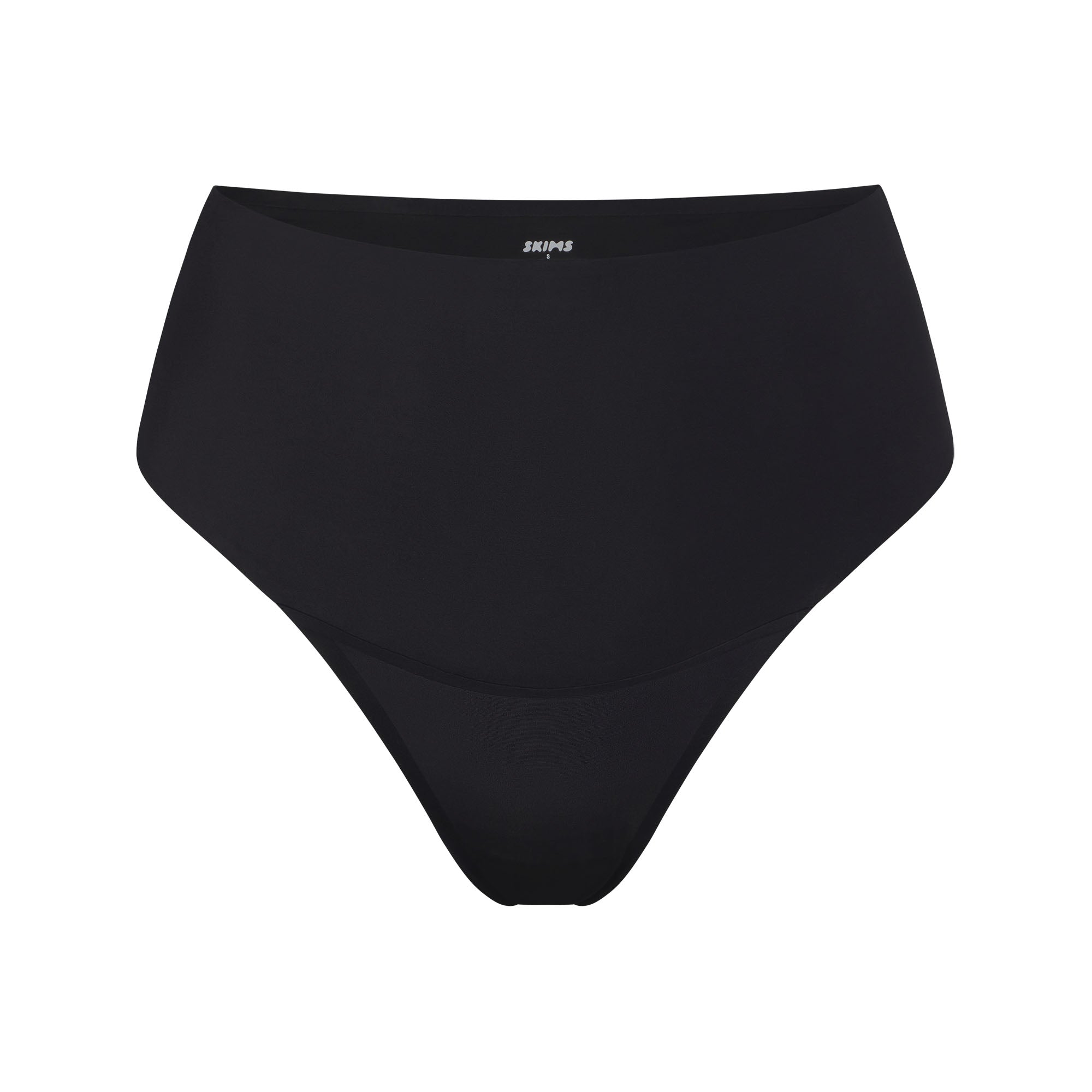 SMOOTHING INTIMATES HIGH-WAISTED THONG | ONYX (THONGS, PANTIES) LAYS FLAT ON A WHITE BACKGROUND | FLT