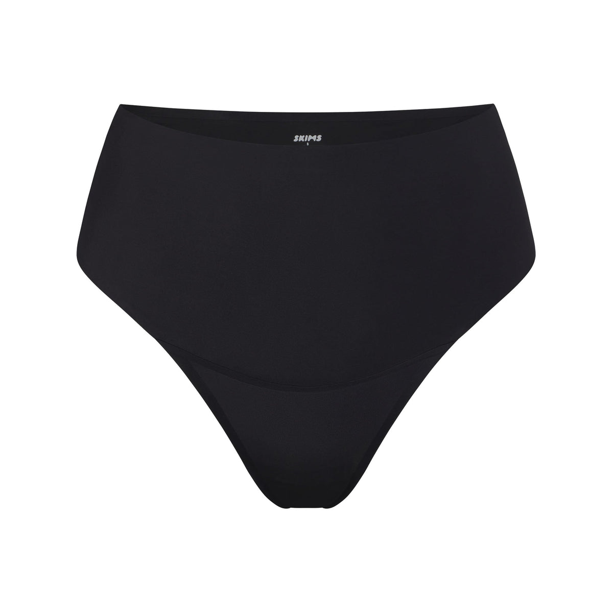 SMOOTHING INTIMATES HIGH-WAISTED THONG | ONYX (THONGS, PANTIES) LAYS FLAT ON A WHITE BACKGROUND | FLT