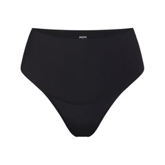 SMOOTHING INTIMATES HIGH-WAISTED THONG | ONYX (THONGS, PANTIES) LAYS FLAT ON A WHITE BACKGROUND | FLT
