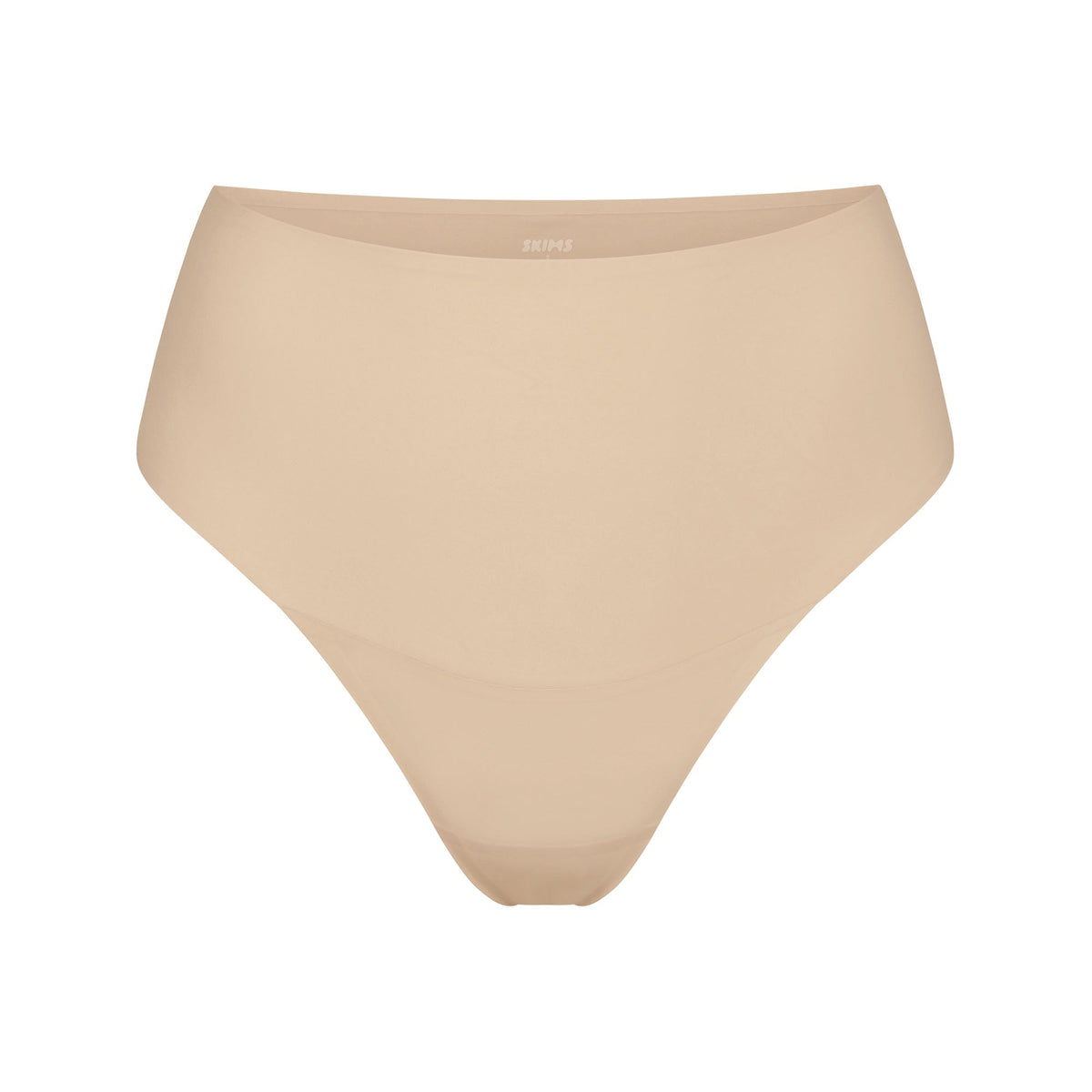 SMOOTHING INTIMATES HIGH-WAISTED THONG | SAND (THONGS, PANTIES) LAYS FLAT ON A WHITE BACKGROUND | FLT